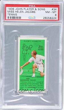 1936 Player's Cigarettes Tennis - Tobacco [Base] #34 - Miss Helen Jacobs (Low Backhand Volley) [PSA 8 NM‑MT]