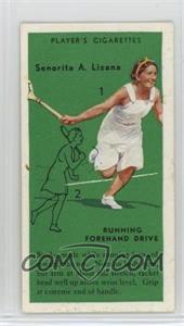 1936 Player's Cigarettes Tennis - Tobacco [Base] #9 - Senorita A. Lizana (Running Forehand Drive)