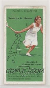 1936 Player's Cigarettes Tennis - Tobacco [Base] #9 - Senorita A. Lizana (Running Forehand Drive)