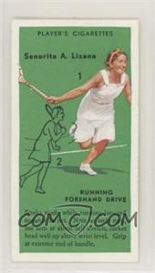1936 Player's Cigarettes Tennis - Tobacco [Base] #9 - Senorita A. Lizana (Running Forehand Drive)