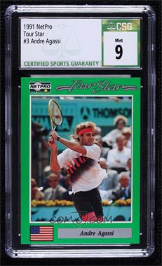 1991 NetPro Tour Stars - [Base] #3 - Andre Agassi [CSG 9 Mint]