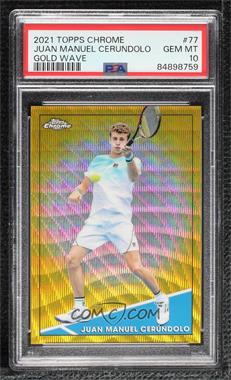 2021 Topps Chrome - [Base] - Gold Wave Refractor #77 - Juan Manuel Cerúndolo /50 [PSA 10 GEM MT]