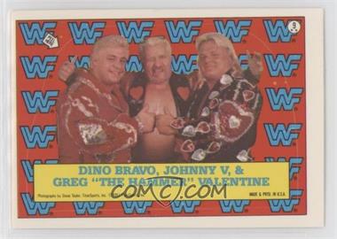 1987 Topps WWF - Stickers #9 - Dino Bravo, Johnny V, Greg "The Hammer" Valentine