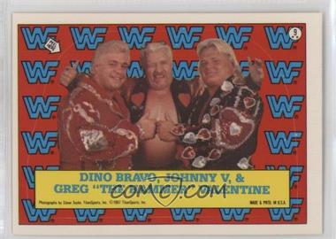 1987 Topps WWF - Stickers #9 - Dino Bravo, Johnny V, Greg "The Hammer" Valentine