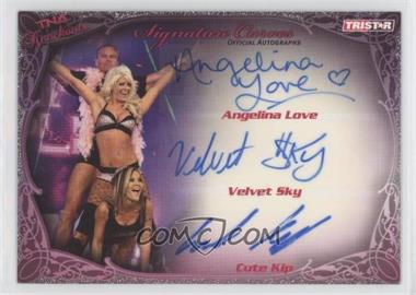 2009 TRISTAR TNA Wrestling Knockouts - Signature Curves - Gold #KA20 - Angelina Love, Velvet Sky, Cute Kip /75