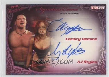 2009 TRISTAR TNA Wrestling Knockouts - Signature Curves - Turquoise #KA17 - Christy Hemme, A.J. Styles /25