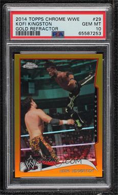 2014 Topps Chrome WWE - [Base] - Gold Refractor #29 - Kofi Kingston /50 [PSA 10 GEM MT]