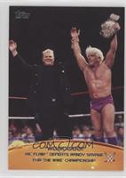 Ric Flair defeats Randy Savage for the WWE Championship