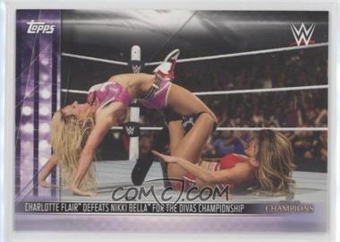 2019 Topps WWE Road to Wrestlemania - Women's Evolution #DR-7 - Charlotte Flair Defeats Nikki Bella for the Diva Championship