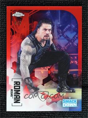 2020 Topps Chrome WWE - [Base] - Red Refractor #50 - Roman Reigns /5