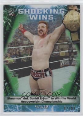 2020 Topps Chrome WWE - Shocking Wins - Green Refractor #SW-15 - Sheamus /99