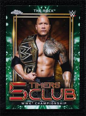 2021 Topps Chrome WWE - 5 Timers Club - Green Refractor #5T-17 - The Rock /99