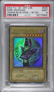 2002 Yu-Gi-Oh! Legend of Blue Eyes White Dragon - [Base] - 1st Edition #LOB-005 - Dark Magician [PSA 9 MINT]